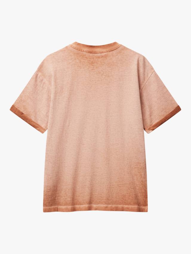 Детская хлопковая футболка с эффектом потертости Benetton, Camel — фото 2