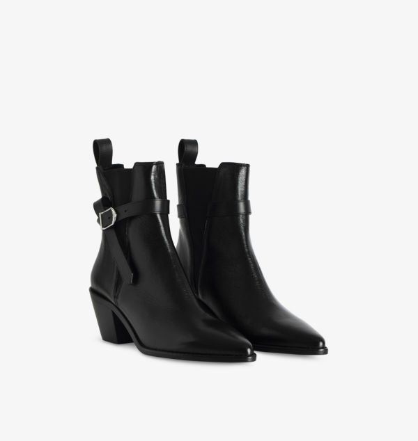 Ботильоны Tyler из кожи с пряжками и каблуком Zadig&Voltaire, цвет noir — фото 2