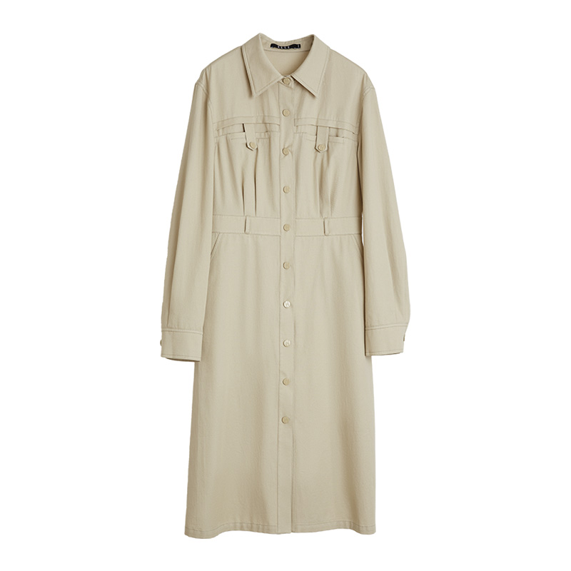 

Платье с длинным рукавом весеннее Women's ELLE, светло-хаки