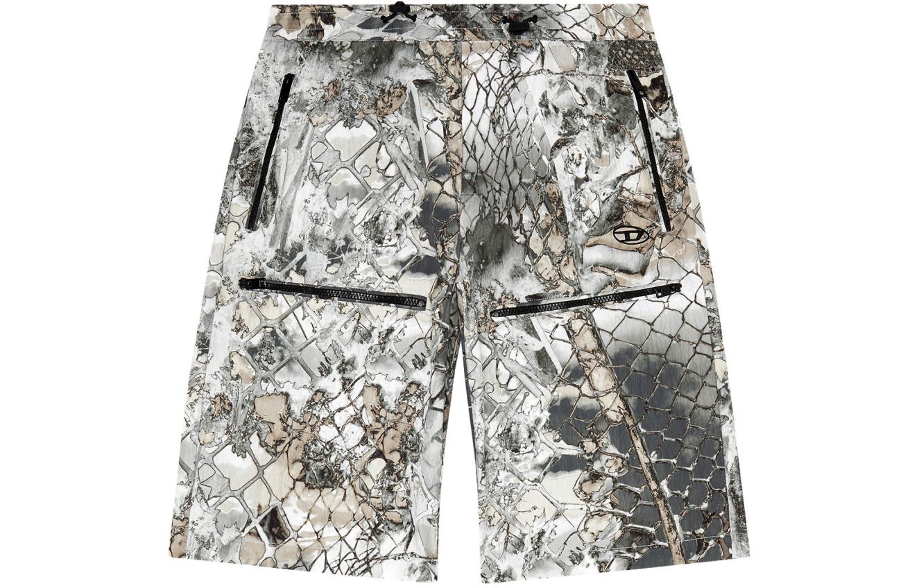 

P-Mckell-Short-A Шорты с абстрактным принтом DIESEL, серый