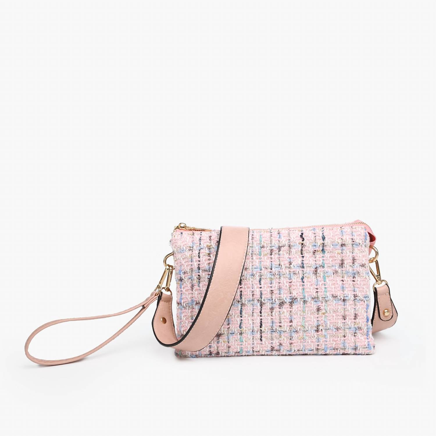 

Сумка кросс-боди Izzy Vegan Tweed в розовом цвете Jen & Co.