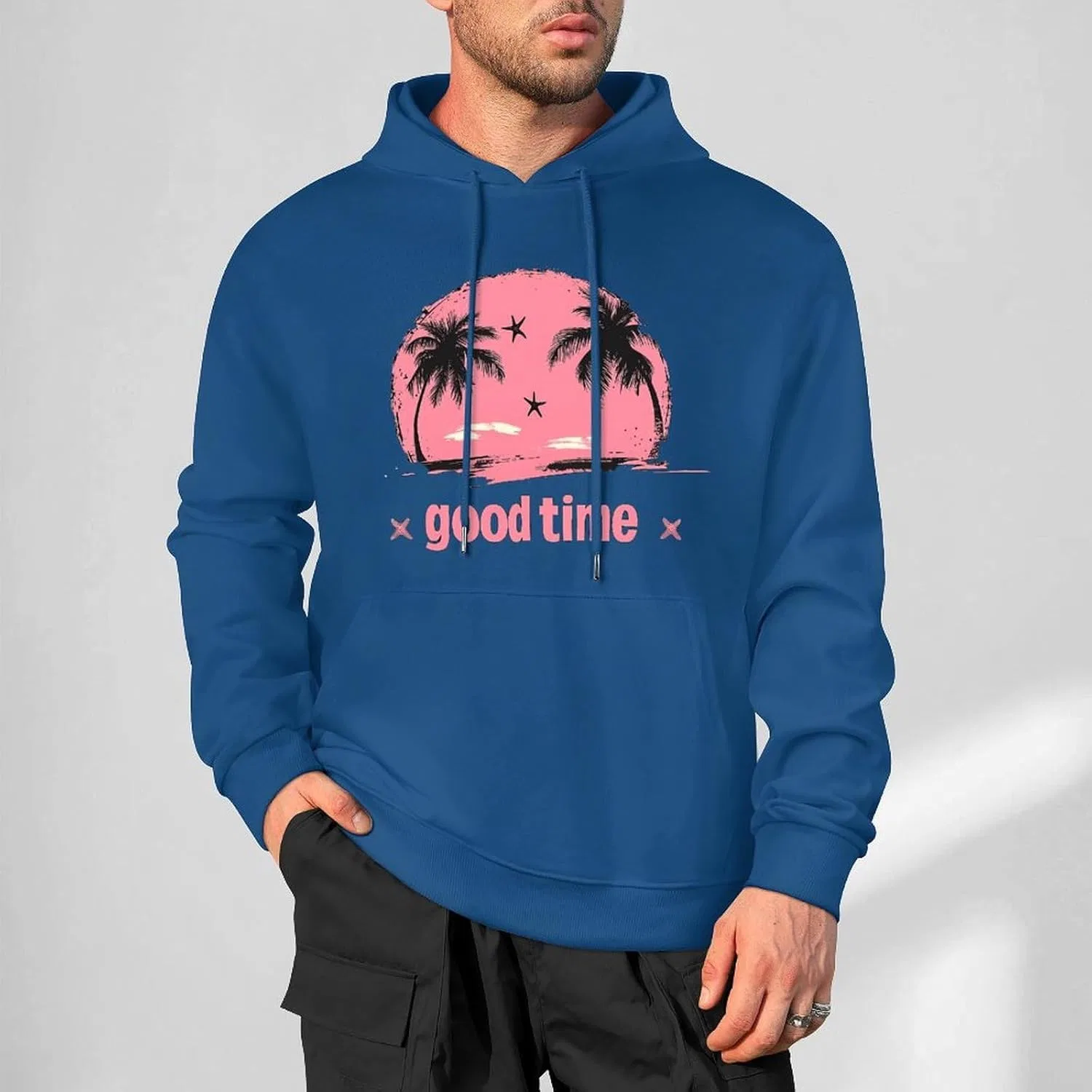 Мужские хлопковые толстовки с капюшоном Summer Good Time Fashion Hoodies с карманом — фото 2
