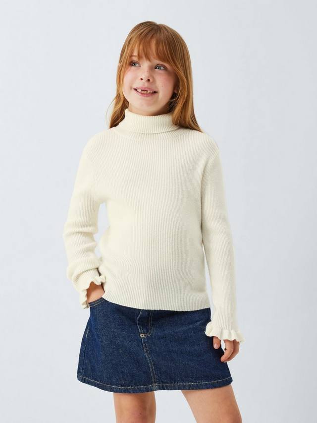 

Детский ребристый свитер с высоким воротником John Lewis, Cream