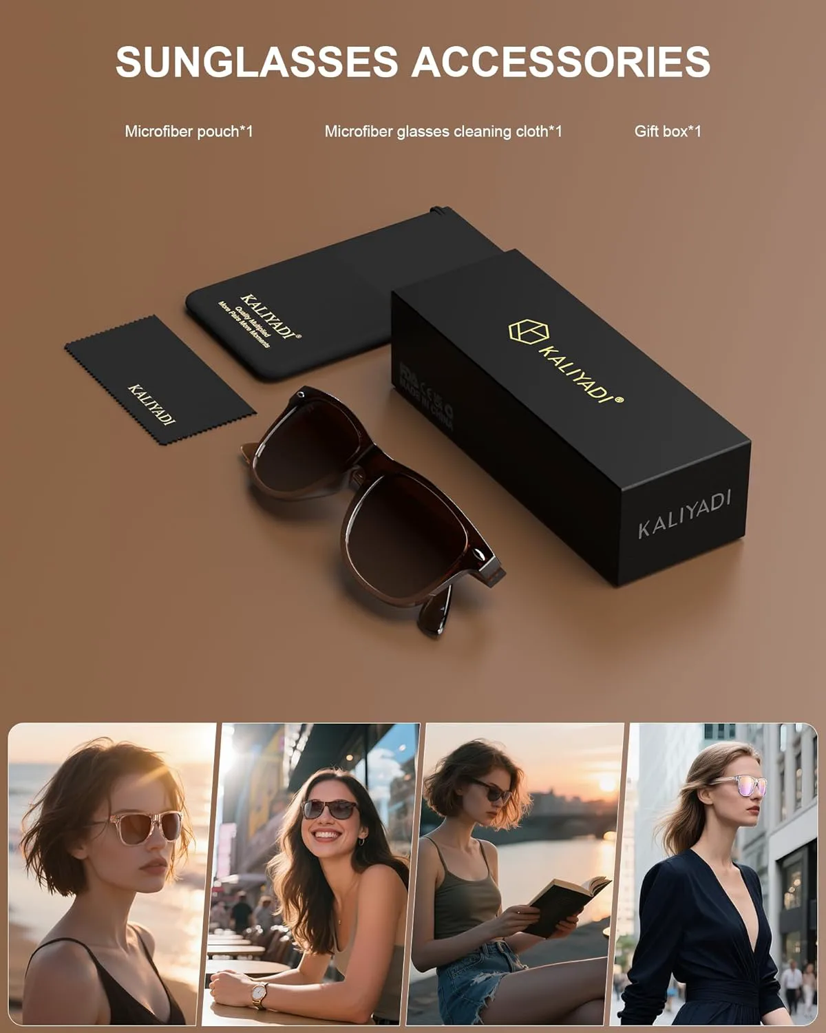 

Поляризованные солнцезащитные очки KALIYADI для мужчин и женщин, матовые линзы, цветные зеркальные линзы, защита от УФ-излучения UV400 (3 шт.), Z01-leopard/Brown