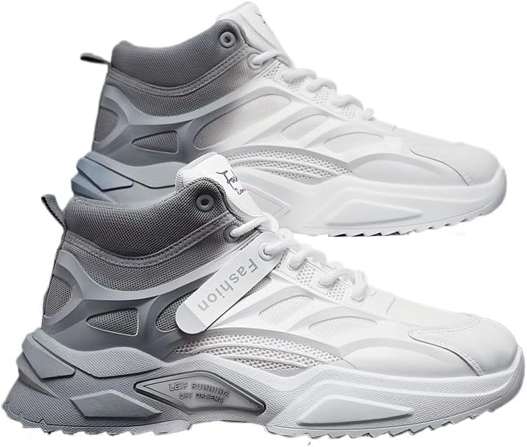 

Высокие кеды на шнуровке с градиентом - дышащие, с хорошим сцеплением, удобная конструкция - мужская обувь для повседневного ношения и активного отдыха Hhhchpm, серый