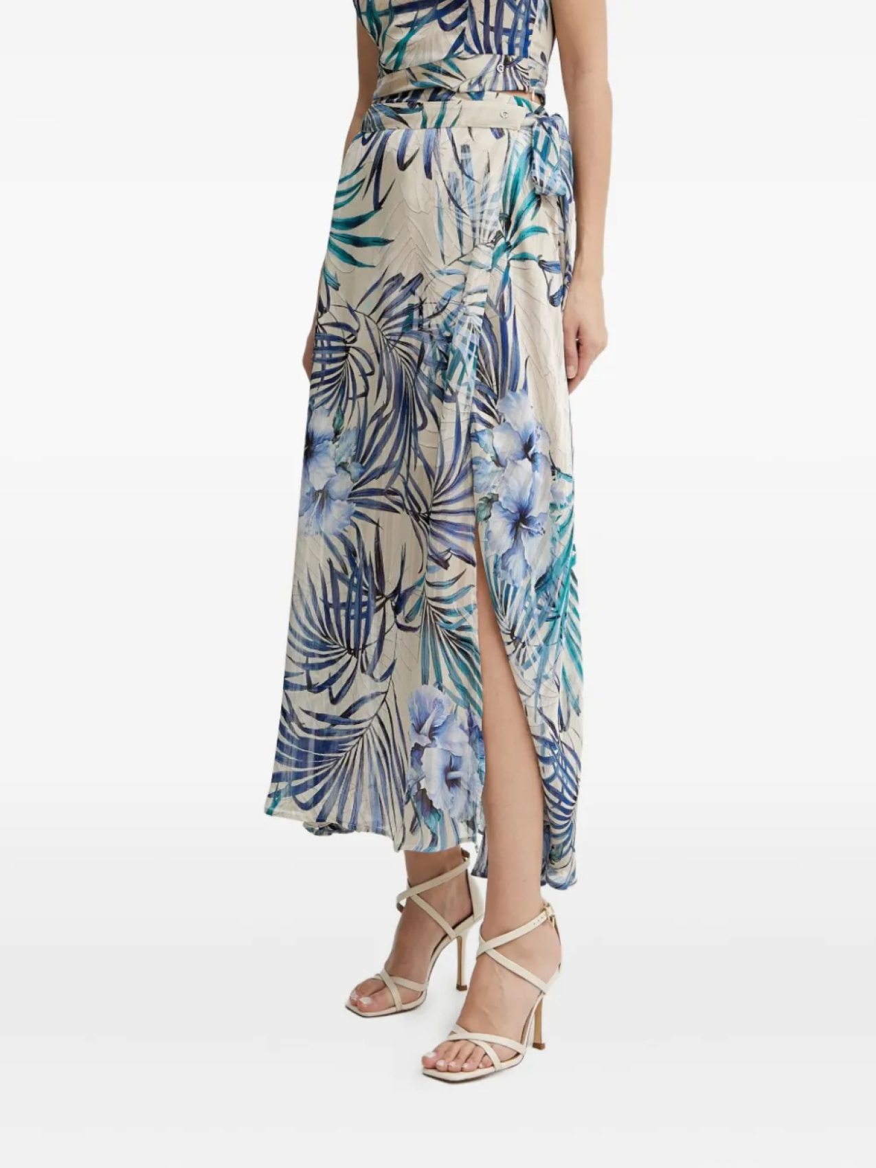 

GUESS USA New Romana юбка макси с запахом и тропическим принтом, синий