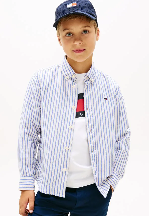 Рубашка в полоску из льняной смеси на пуговицах Tommy Hilfiger, Empire Blue