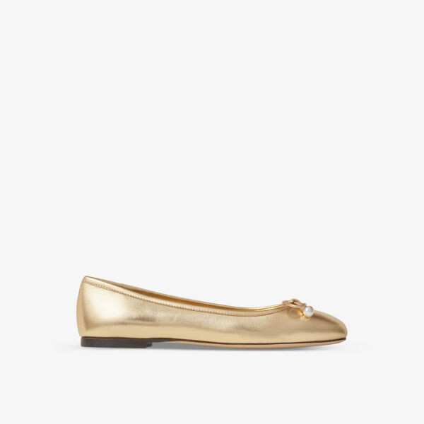 

Балетки Elme из металлизированной кожи с бантом Jimmy Choo, желтый