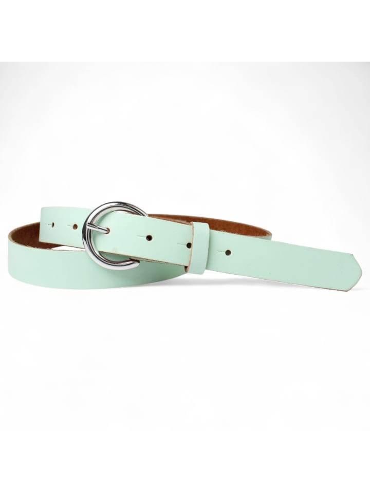 

узкий женский ремень фисташкового цвета FRONHOFER