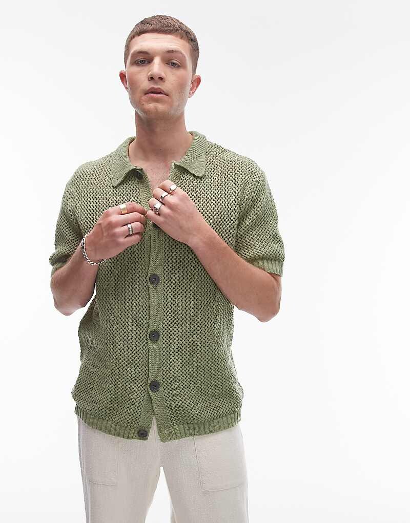

Topman – рубашка вязанная крючком зеленого цвета