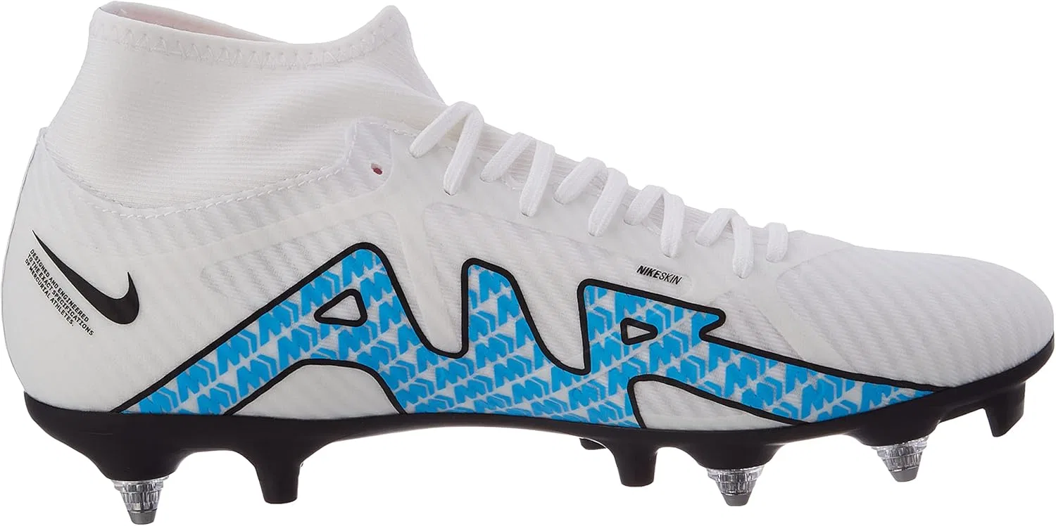 Мужские кроссовки Nike Zoom Mercurial Superfly 9 Academy SG-Pro AC, White Baltic Blue Pink Explosion — фото 4