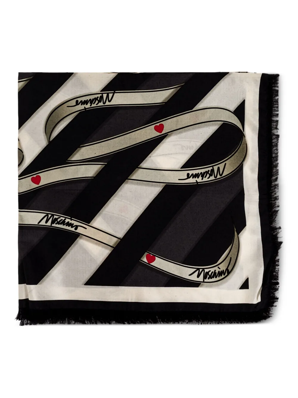 

Шелковый шарф в полоску Moschino, черный