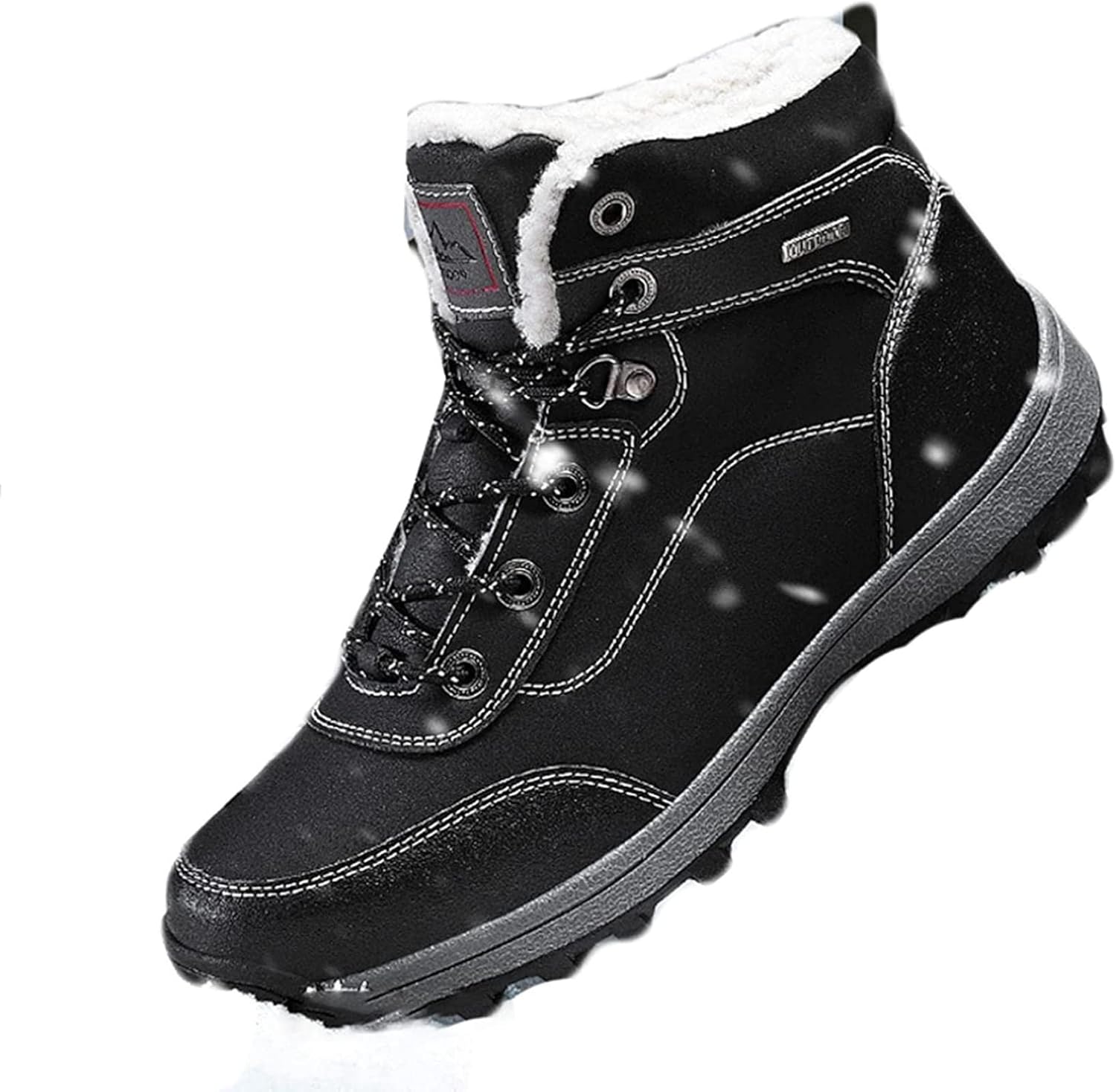 

Мужские зимние ботинки Yiozoi, утепленные плюшем, легкие высокие ботинки для ходьбы, шнуровка, износостойкие туристические ботинки, черный