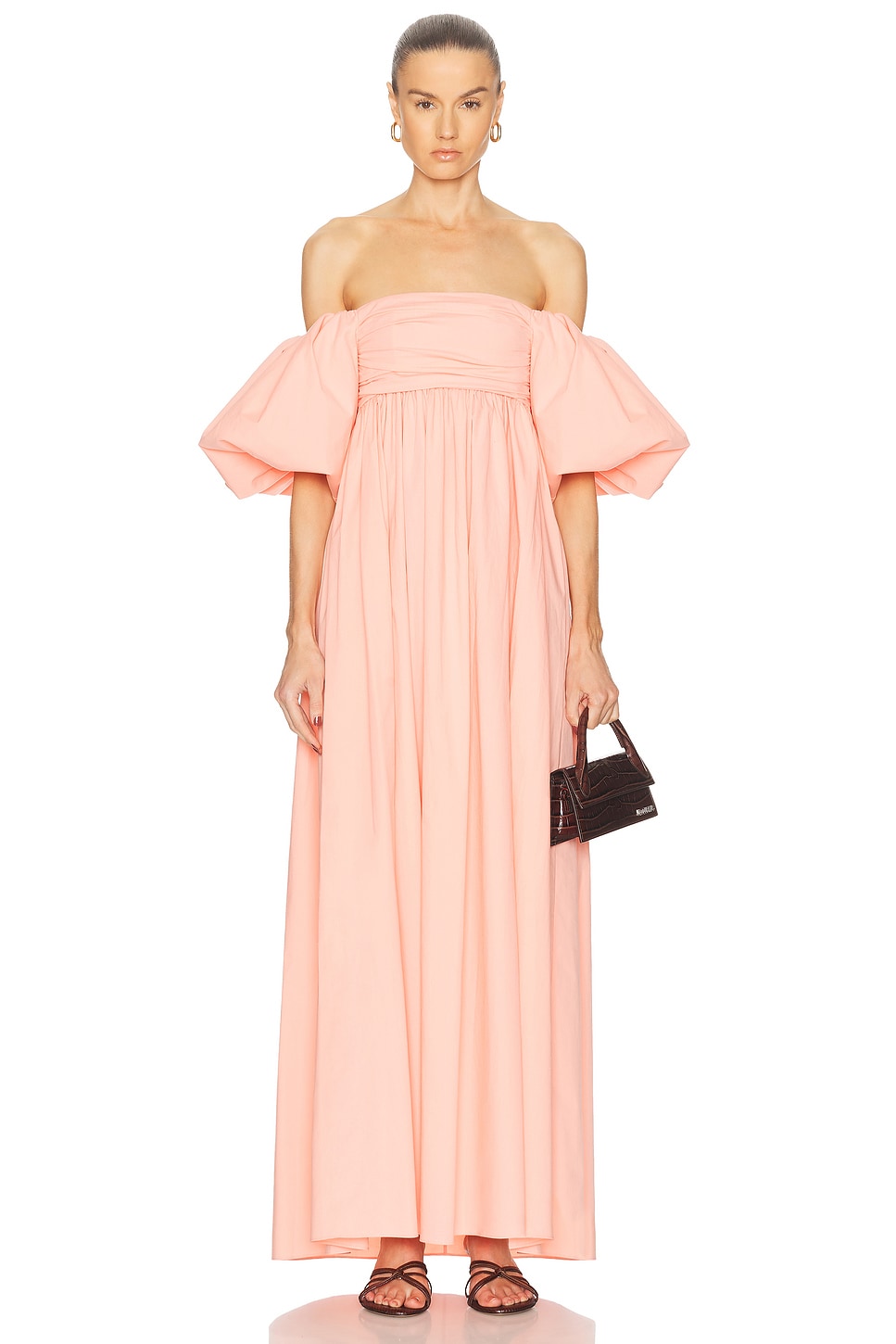

Платье макси Emilia с завышенной талией и сборками Caroline Constas, Peach Pink