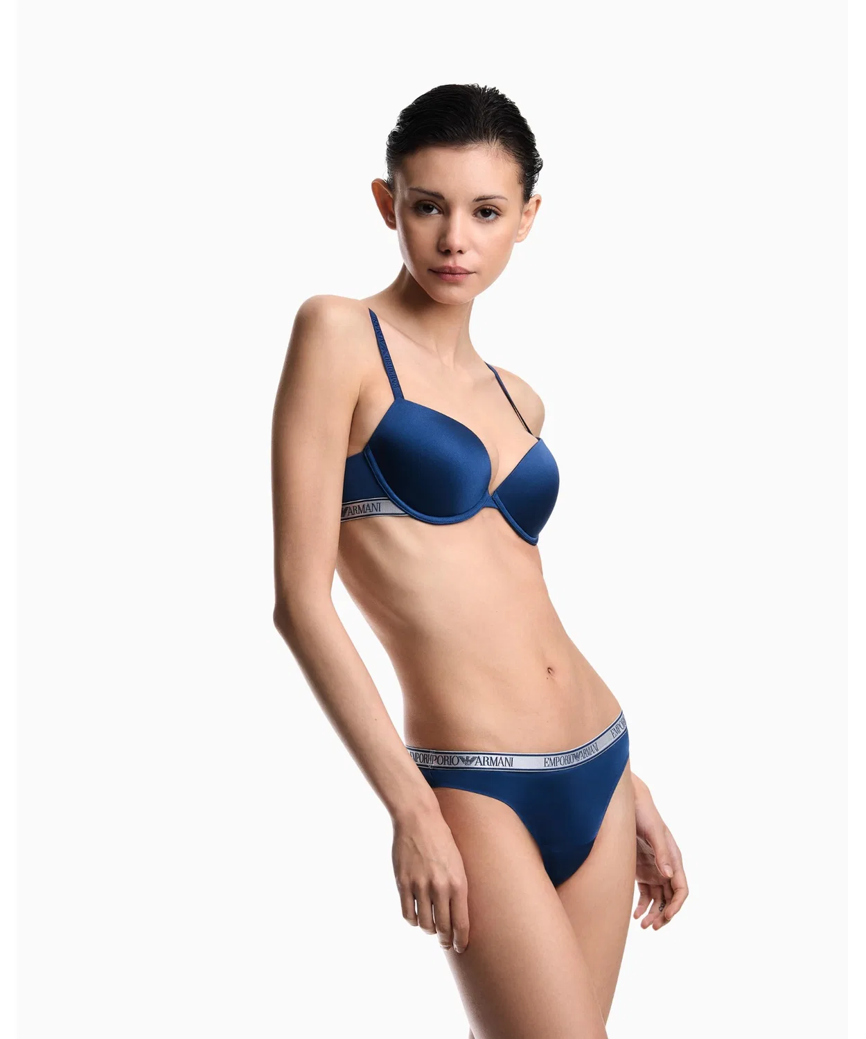 Бюстгальтер push-up Emporio Armani ASV Iconic из микрофибры, синий — фото 2
