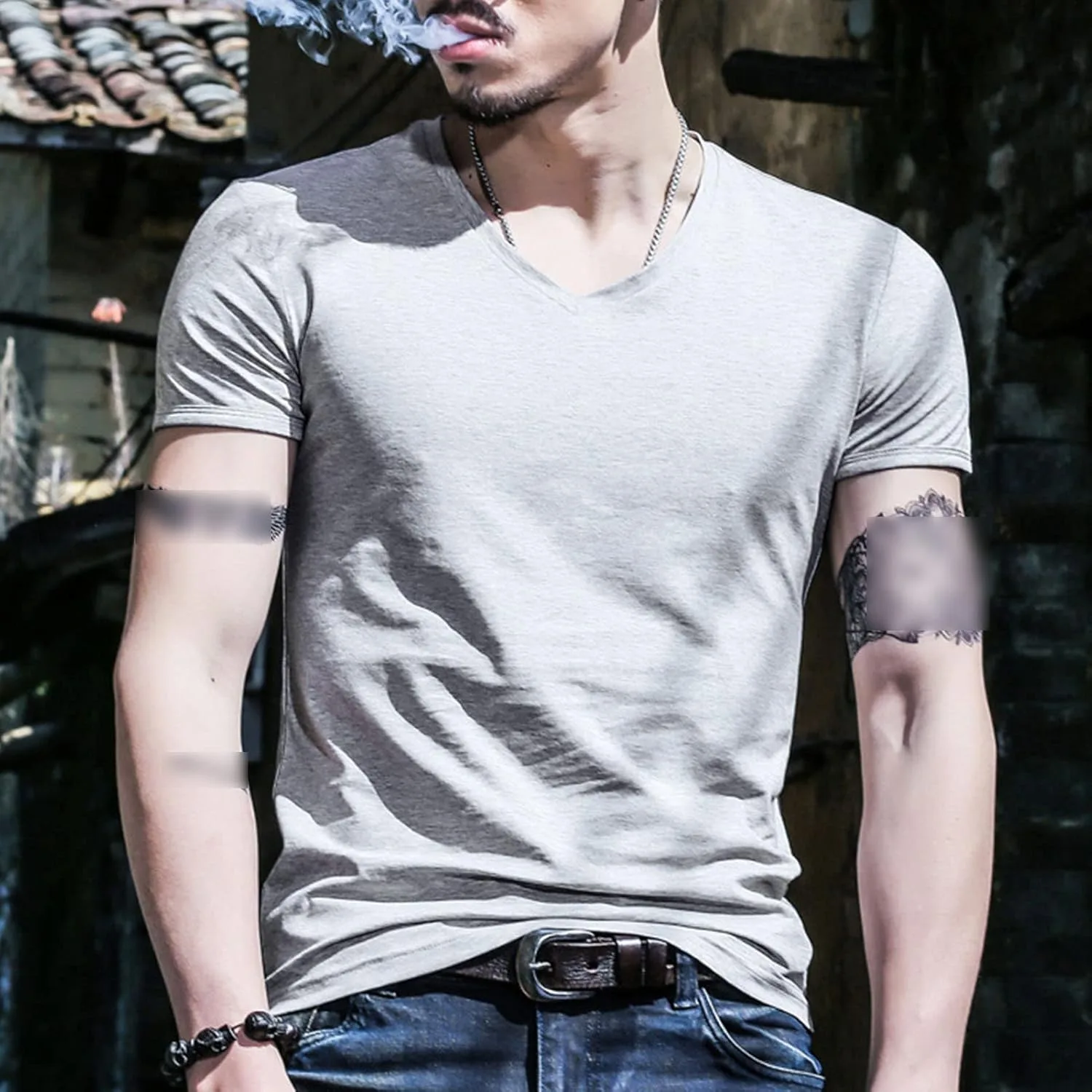 Простая футболка с низкой растяжимостью slim fit мягкая классическая легкая — фото 2
