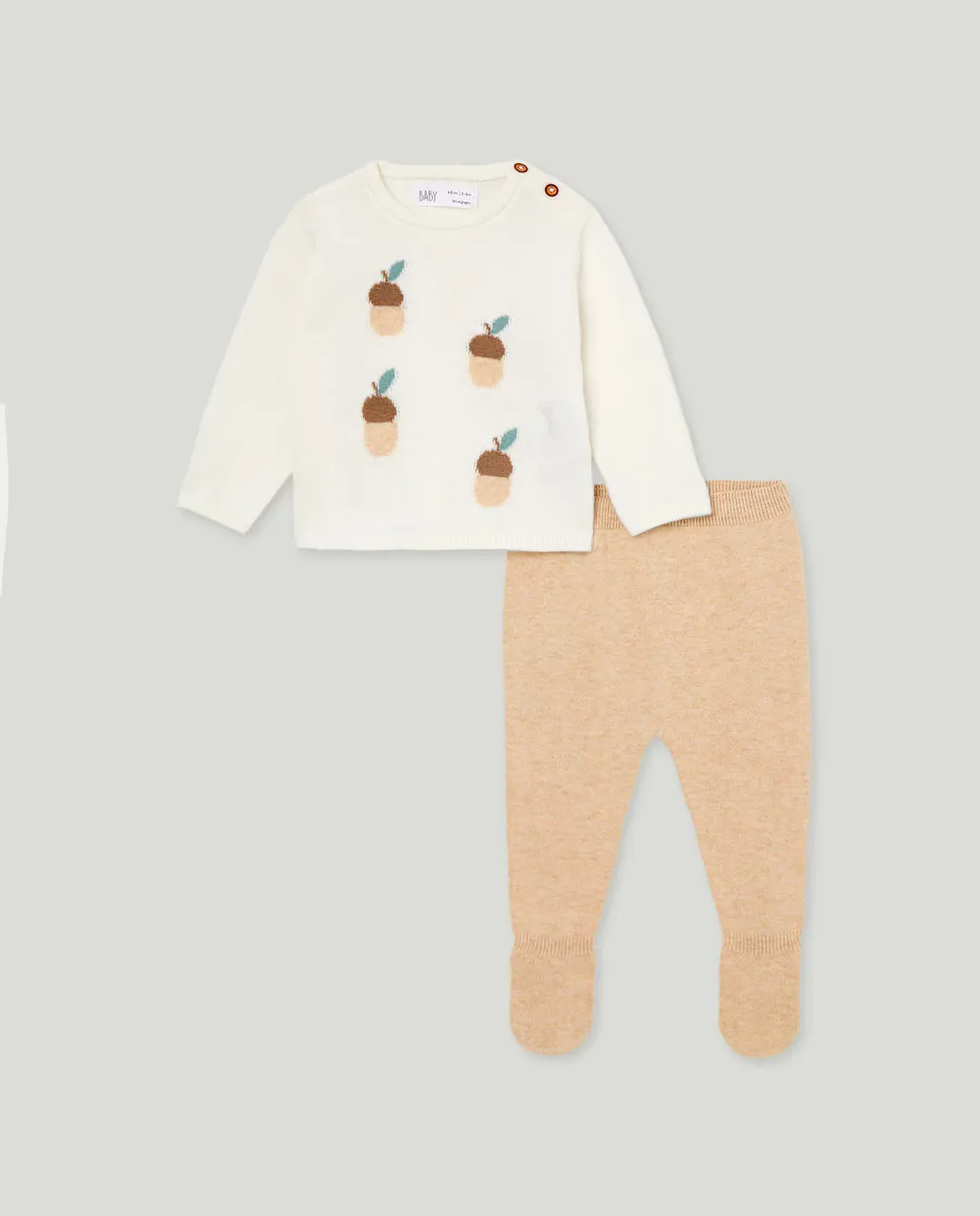 

Длинный тонкий жаккардовый трикотажный комплект для младенца Baby El Corte Inglés, цвет 120 Crudo