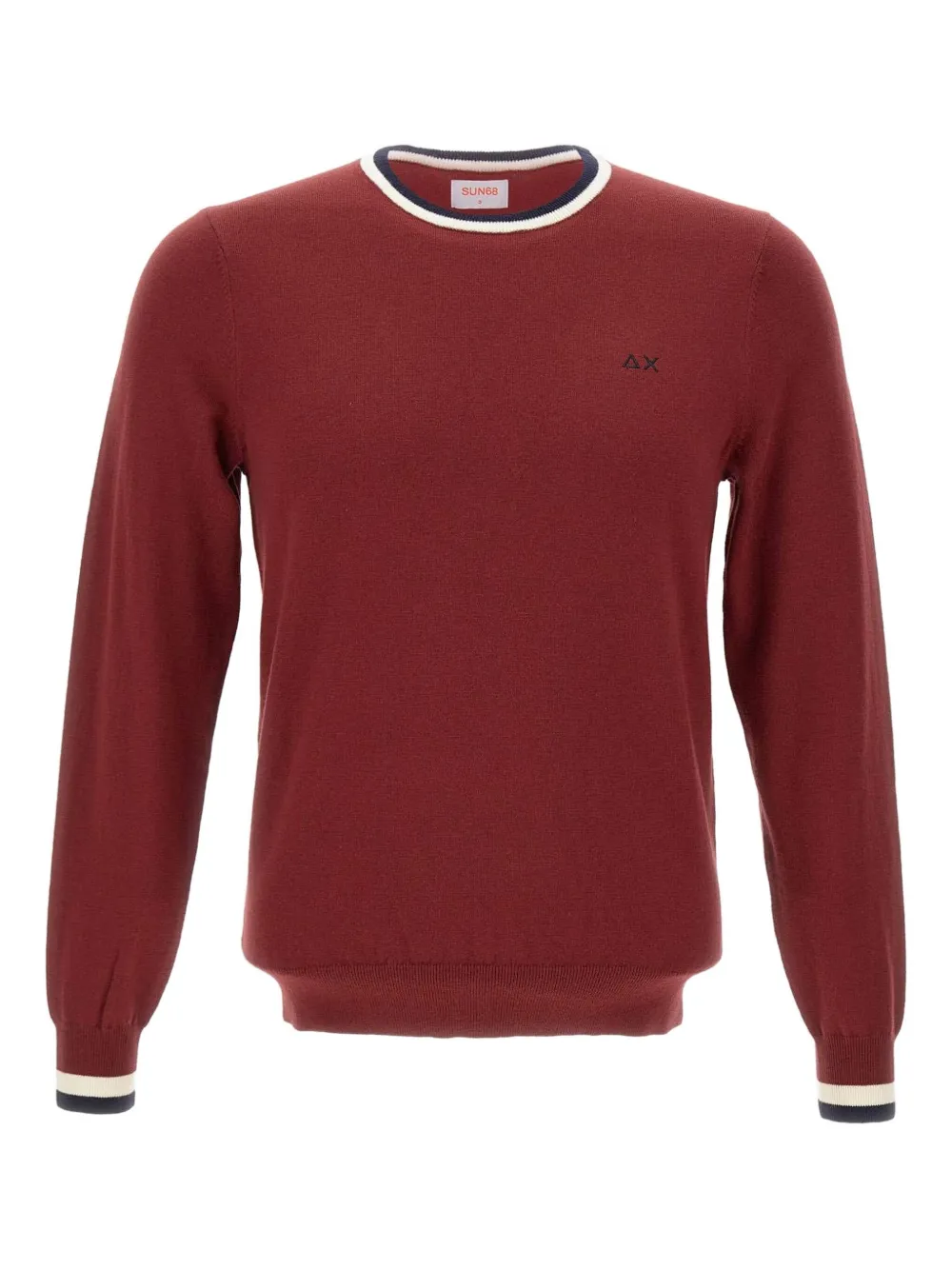 

Свитер с круглым вырезом и отделкой Sun68, красный
