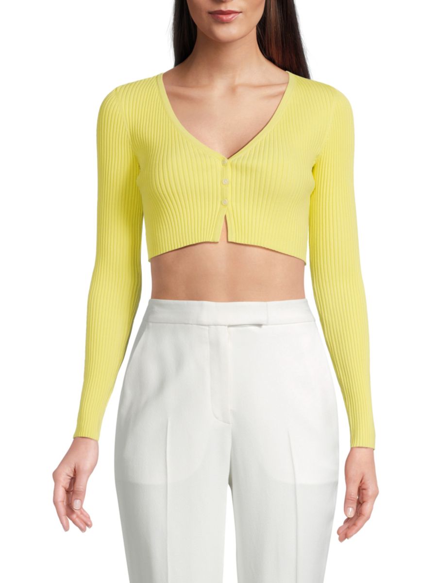 

Укороченный кардиган Hallie в рубчик A.L.C., цвет Citrine Yellow