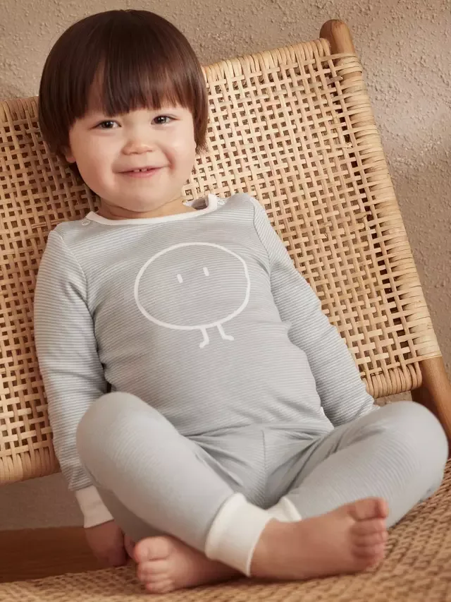 Детская пижама из смесовой хлопковой ткани Snoozy, в синюю полоску MORI — фото 4