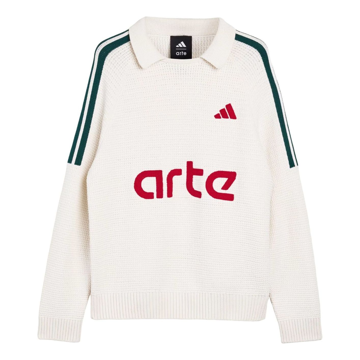 

Вязаная футболка с длинным рукавом Adidas x Arte Antwerp, цвет «белый университетский зеленый»