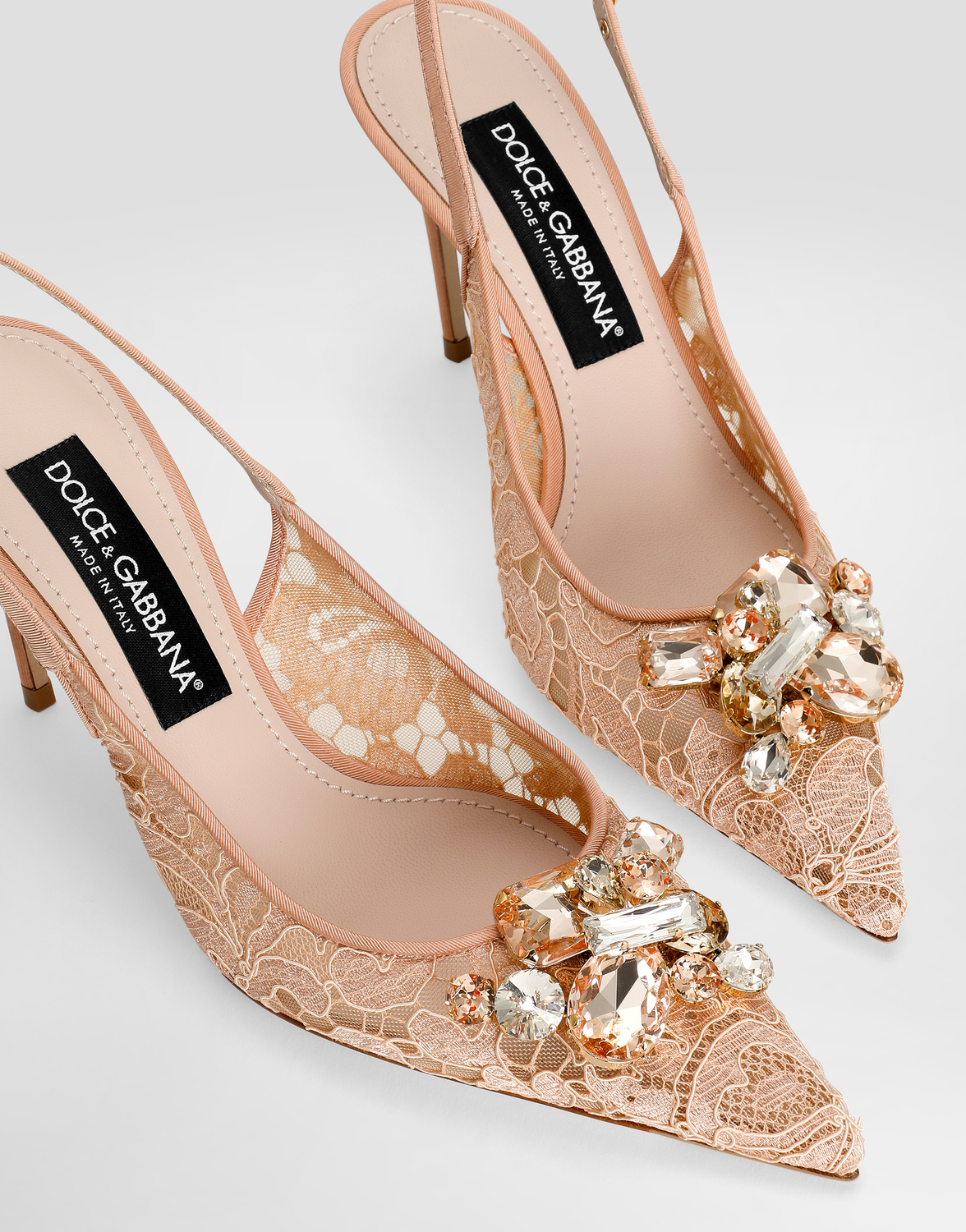 Туфли-слингбэки из радужного кружева с люрексом Dolce & Gabbana, розовый — фото 4