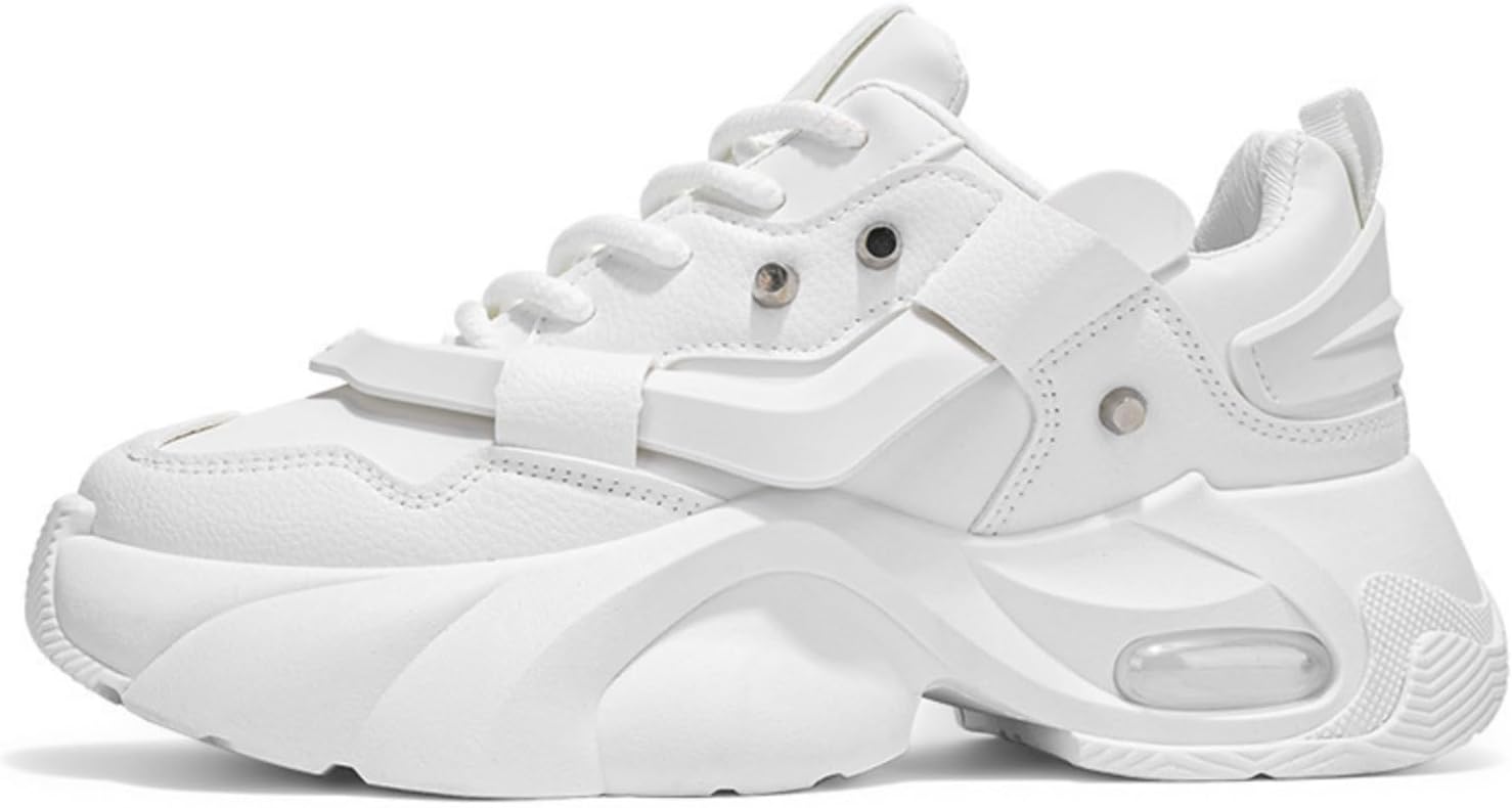 

Мужские массивные кроссовки Azttoztto с платформой, повседневные туфли на шнуровке с эффектом увеличения роста, белый