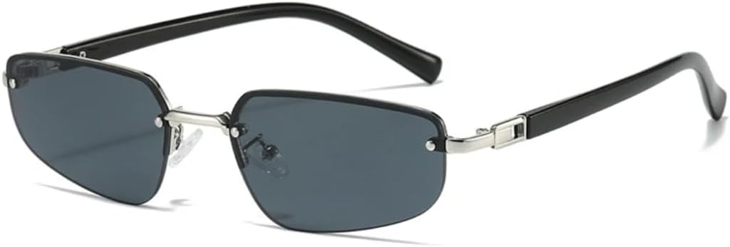 

Солнцезащитные очки с защитой UV400 | Без оправы, линзы «кошачий глаз», прозрачные линзы цвета «океан» | для женщин и мужчин, для занятий спортом на открытом воздухе и вождения DSVIGF, Silver Grey