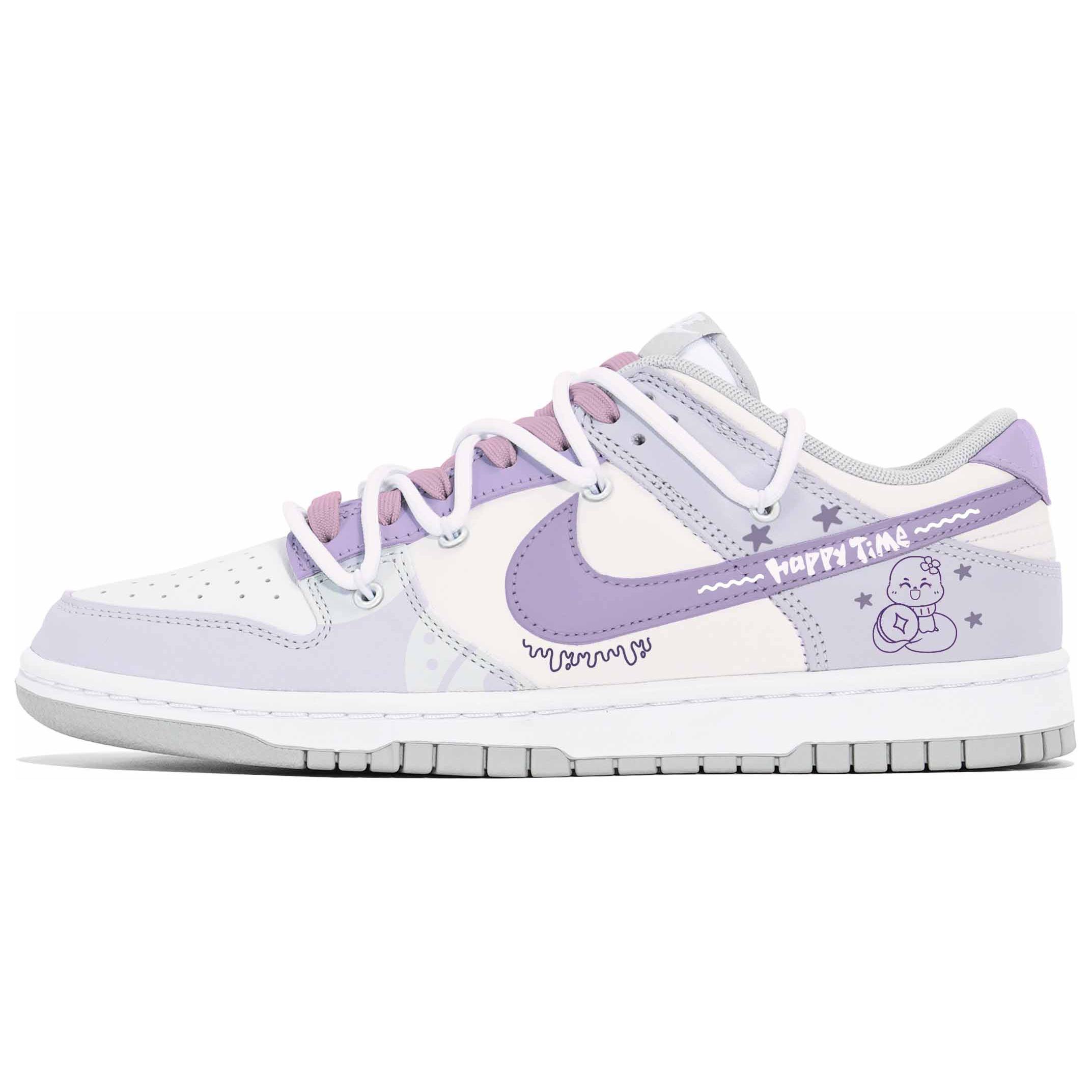 

Nike Кроссовки для скейтбординга Dunk Joy Lemon, износостойкие, низкие, мужские, белые, фиолетовые
