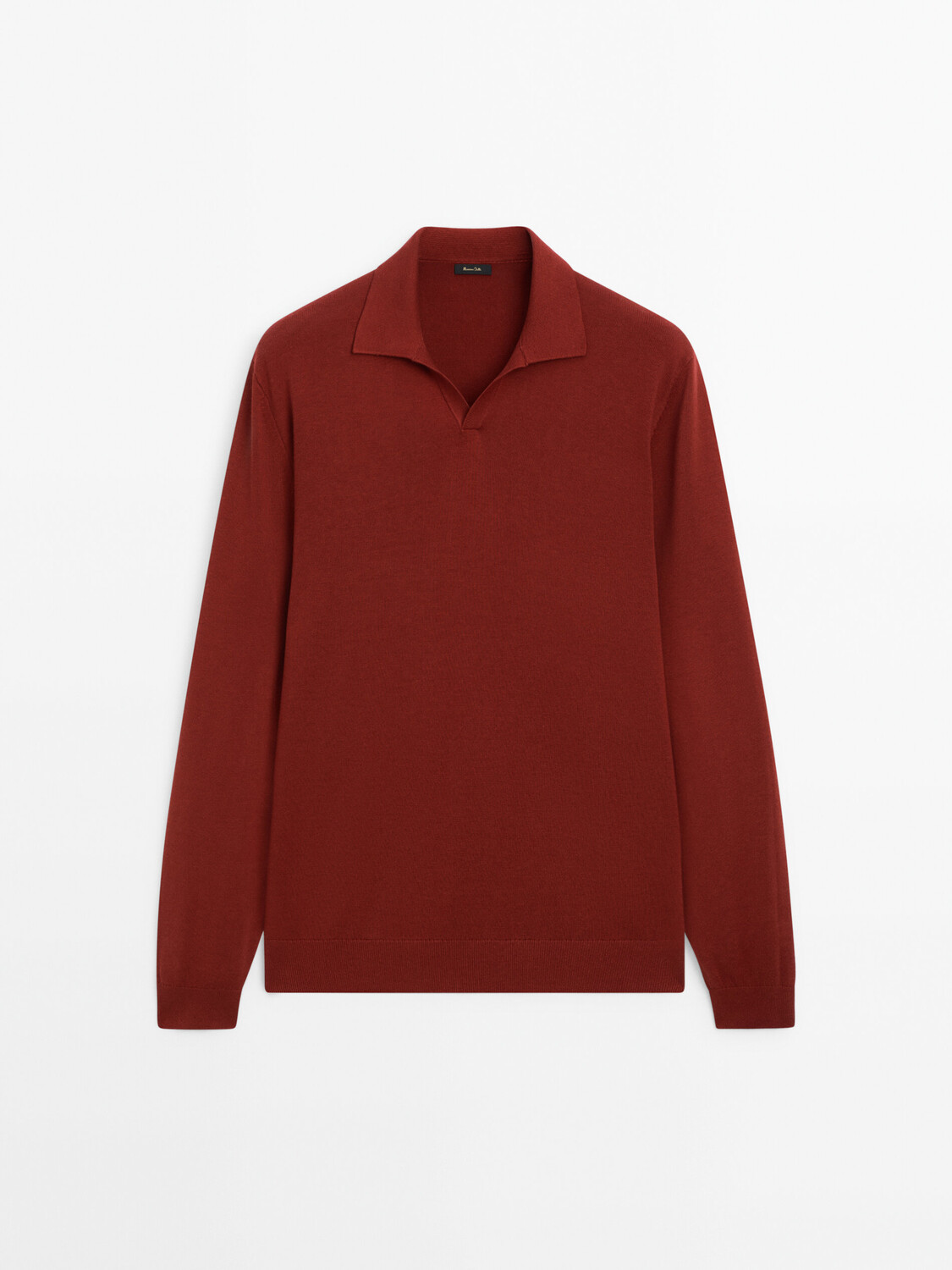 

Вязаный свитер с воротником-поло Massimo Dutti, коричневый