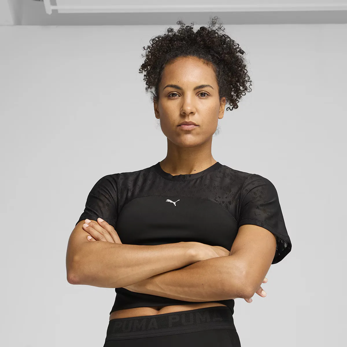 

Женский кружевной топ- Короткая футболка Puma, чёрный