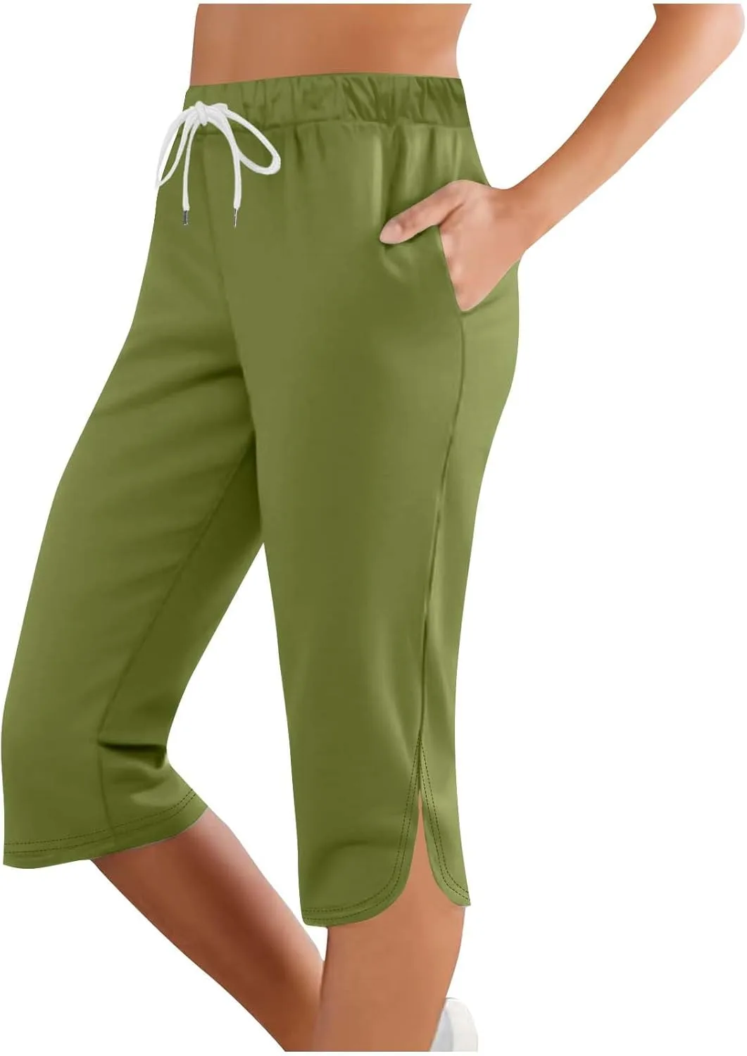 

Женские капри с карманами и эластичным поясом YMADREIG