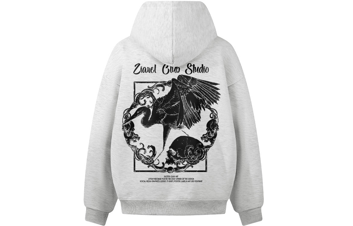 

Толстовка Unisex Hooded Moderate Heavyweight ZIAREL, белый heather серый