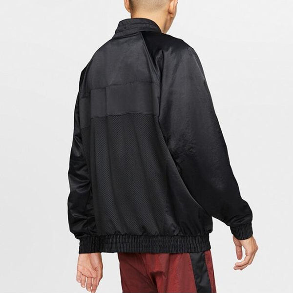 Куртка Air Jordan Stand Collar Logo Casual Woven Sports Jacket Black, черный — фото 4