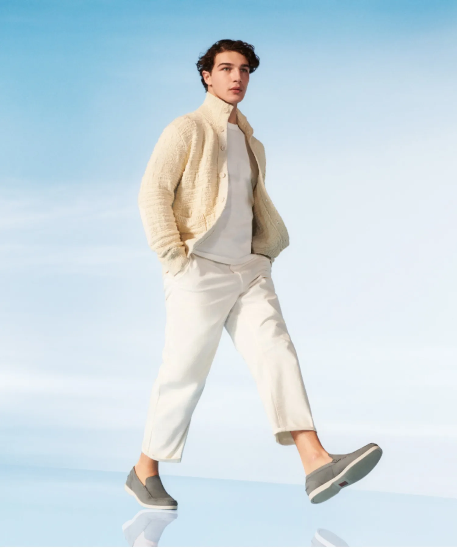 Мужские лоферы из нубука COLE HAAN Hampton серые — фото 2