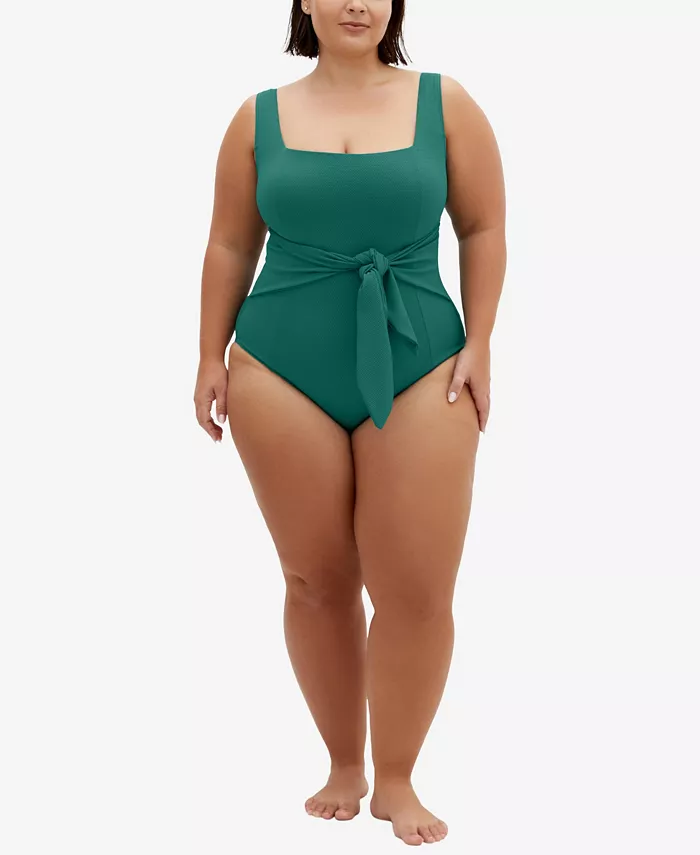 

Купальник Plus Size Sardinia Tie Front 1 Piece CITY CHIC, зеленый