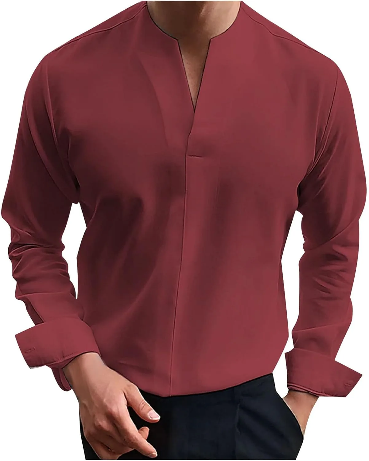 

Мужская футболка с длинным рукавом и V-образным вырезом