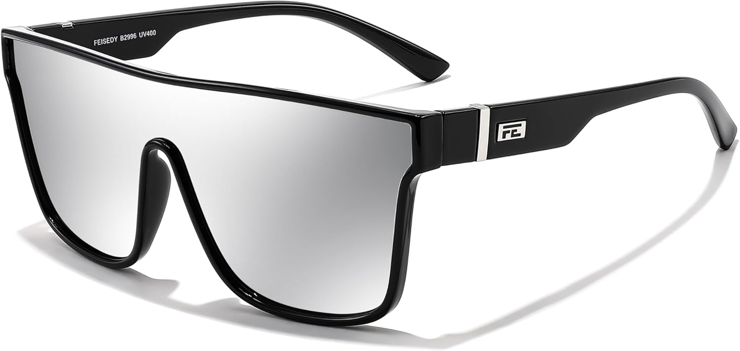 

Солнцезащитные очки FEISEDY для женщин и мужчин, модные зеркальные линзы, солнцезащитные очки для вождения и пляжа с защитой от УФ-излучения UV400, модель B2996, Black Frame & Silver Lens