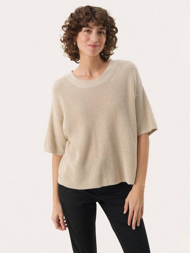 

Reiko короткий джемпер с короткими рукавами из льняной ткани Part Two, French Oak