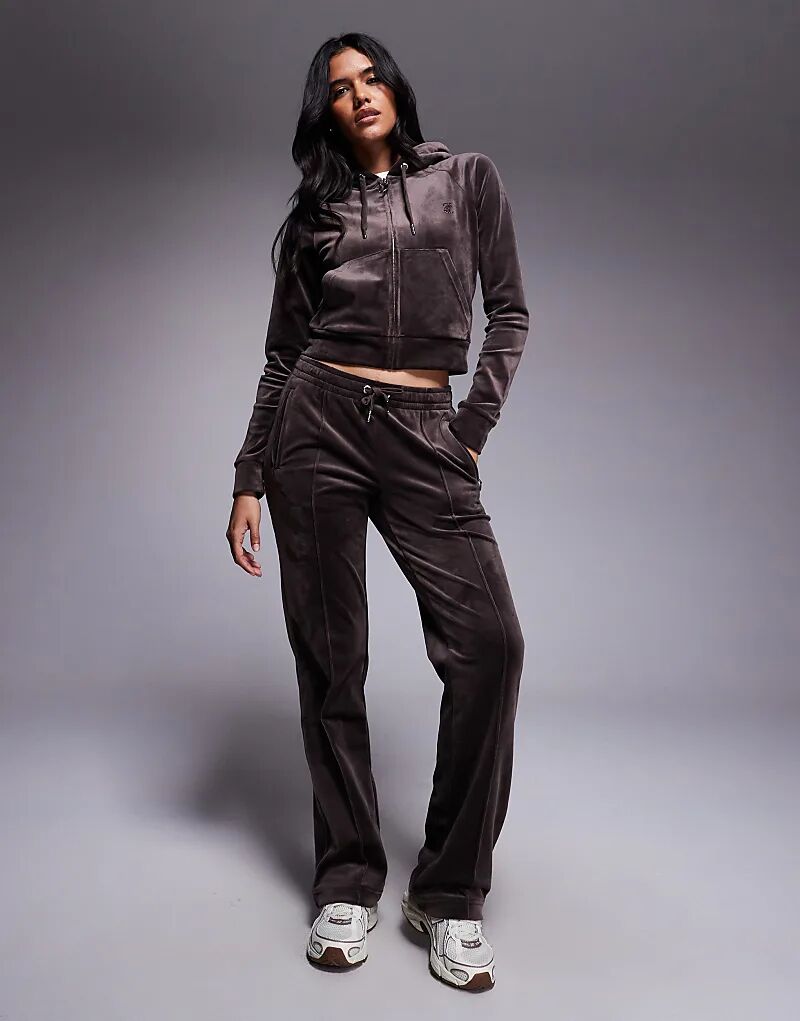 

Велюровые спортивные брюки Juicy Couture коричневого цвета