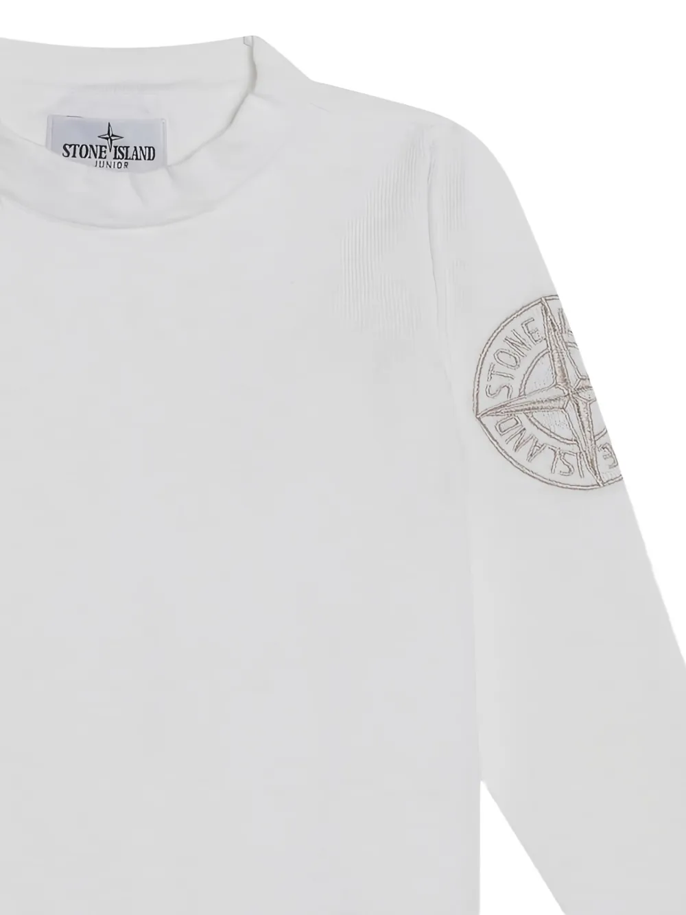 Топ с длинными рукавами и круглым вырезом Stone Island Junior, белый — фото 3