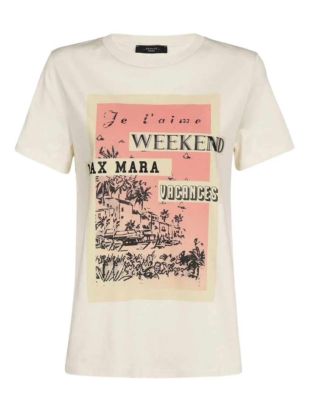 

Хлопковая футболка с графическим принтом Weekend Max Mara, нейтральный