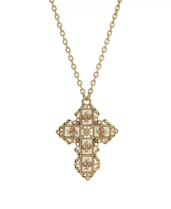 

Эмалевое ожерелье с крестом-цветком в форме символов веры 2028, gold