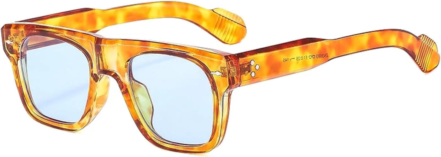 

Солнцезащитные очки с защитой от УФ-излучения UV400 | Женские, с прозрачными линзами Ocean, мужские, с заклепками, в стиле панк, для занятий спортом на открытом воздухе и вождения DSVIGF, Amber Blue