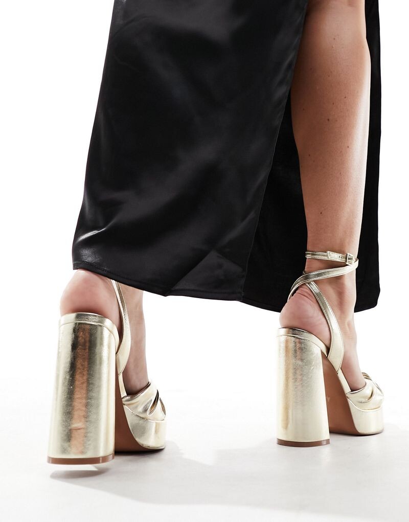 Золотистые босоножки на платформе с завязками ASOS DESIGN Nikita — фото 2