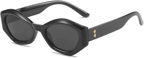 

Солнцезащитные очки для мужчин и женщин - защита UV400 - линзы цвета "кошачий глаз" в стиле панк, для занятий спортом на открытом воздухе и вождения QWBSER, Black-black