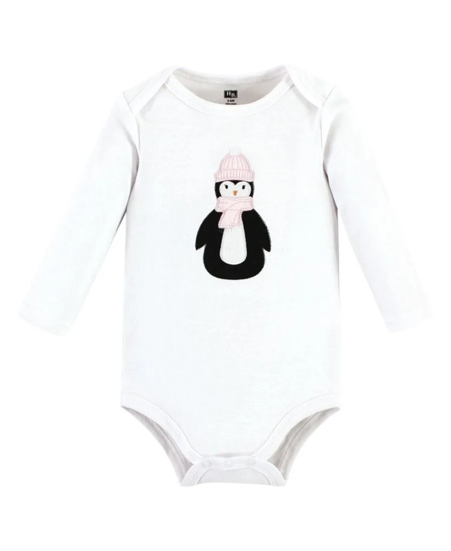 Комплект из 3 хлопковых боди с длинными рукавами Hudson Baby, розовый penguin 3-pack — фото 2