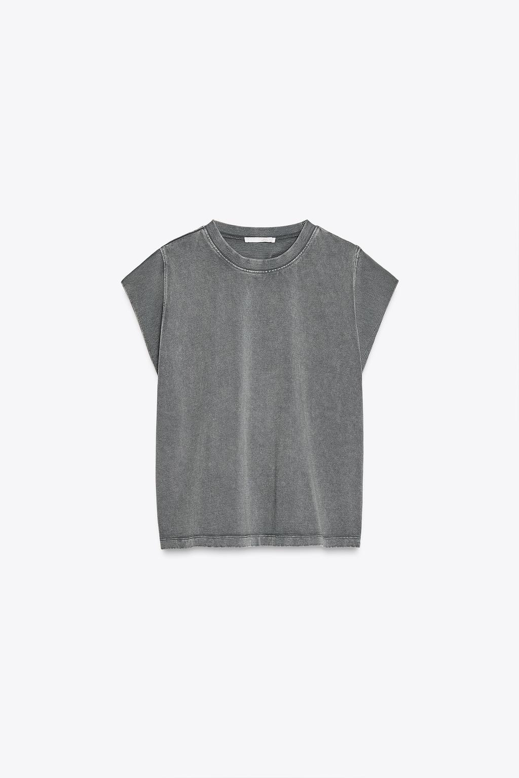 

Футболка без рукавов с эффектом стирки ZARA, цвет Dark grey