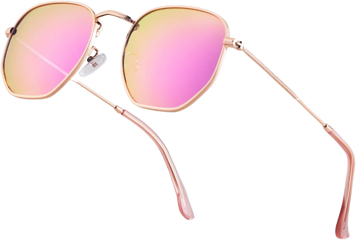 

Хипстерские шестиугольные поляризованные солнцезащитные очки для мужчин и женщин, геометрические квадратные, маленькие, в винтажном стиле, с металлической оправой, ретро-очки Htms, Pink Frame/ Pink Mirror Lens