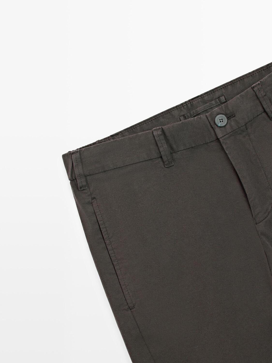 Брюки зауженного кроя из хлопковой смеси Massimo Dutti, brown — фото 4